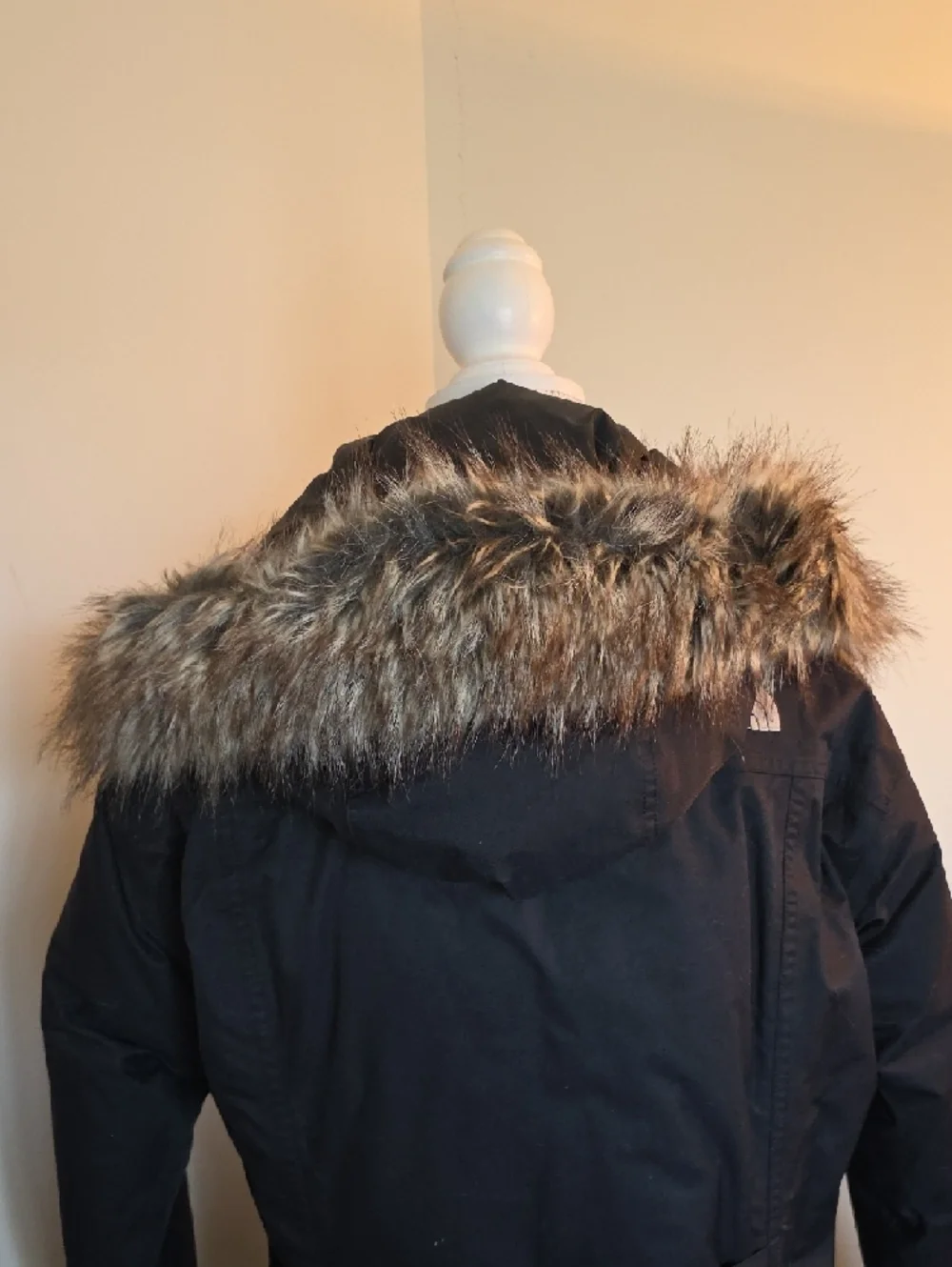 The North Face Hyvent Black Long Down Parka with Faux-Fur Trim